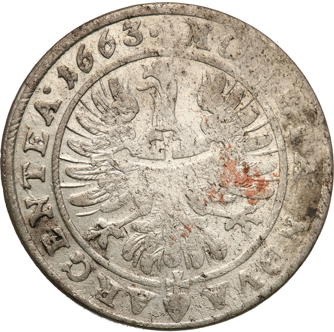 Śląsk, Księstwo Legnicko-Brzesko-Wołowskie. Krystian Wołowski (1639-1673). 15 krajcarów 1663, Brzeg